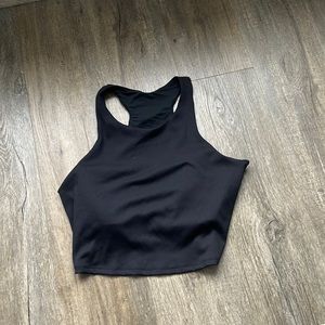 Black athletic high neck tanked crop top